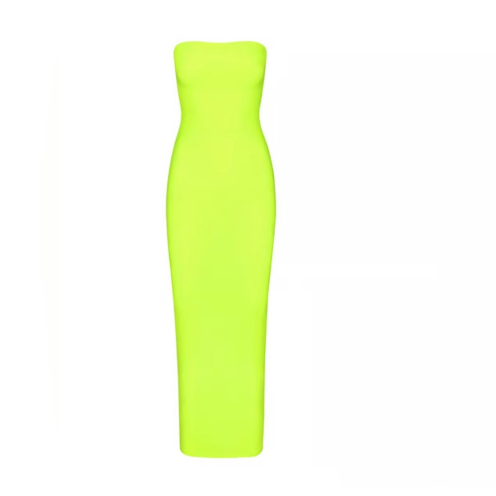Skims fits everybody tube dress in green highlighter - Picture 2 of 6